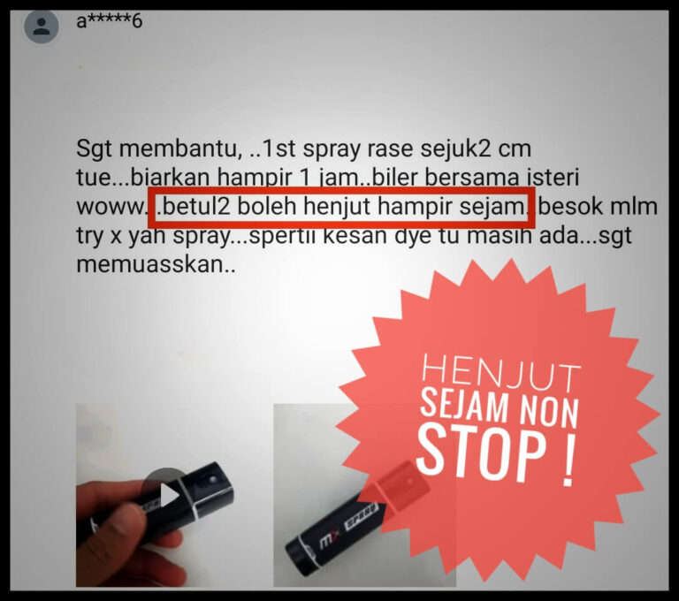 mx spray ubat tahan lama