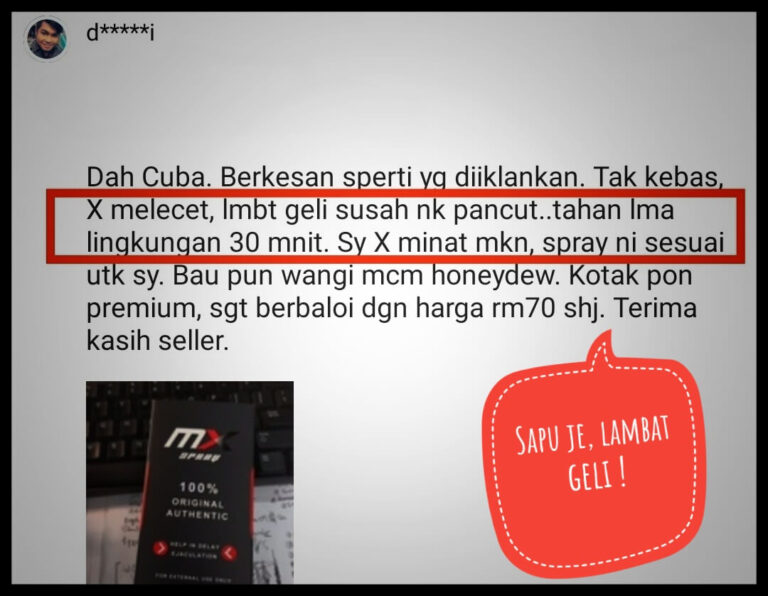 mx spray ubat tahan lama